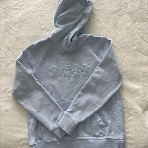 Boss Sky Blue Embroidered Logo Hoodie